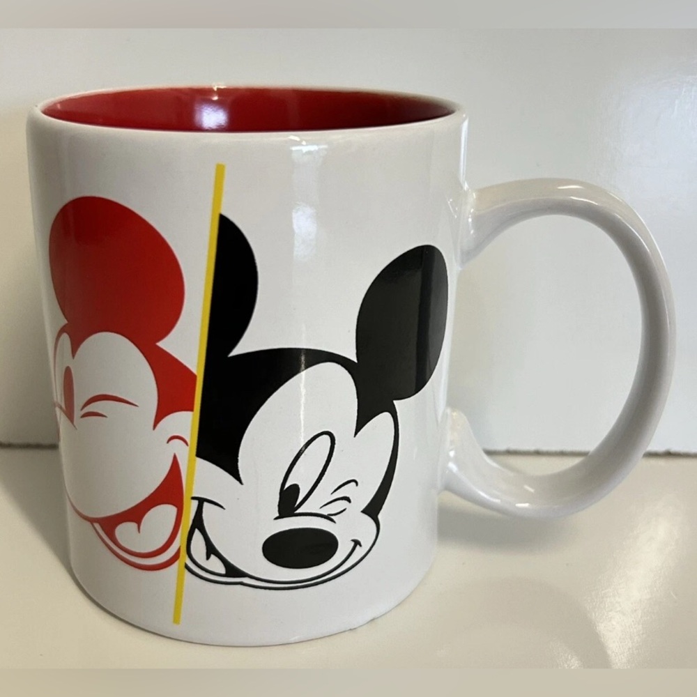 DISNEY 90 Years Anniversary of Mickey Mouse Coffee Mug White Black Red